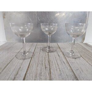 Bryce Etch #334 Liqueur Glasses 3 3/4" Stemmed Set of 3